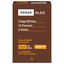 RXBAR Protein Bars, Protein Snack, Snack Bars, Peanut Butter Chocolate, 22oz Box, 12 Bars