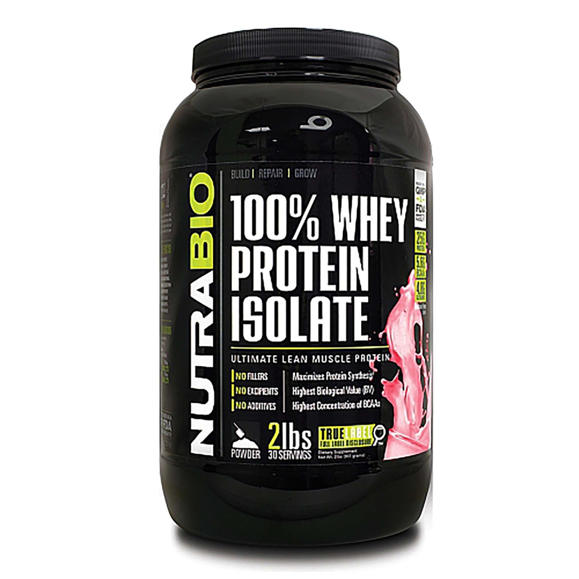 slide 1 of 1, NutraBio 100% Whey Protein Isolate - Wild Strawberry, 2 lb