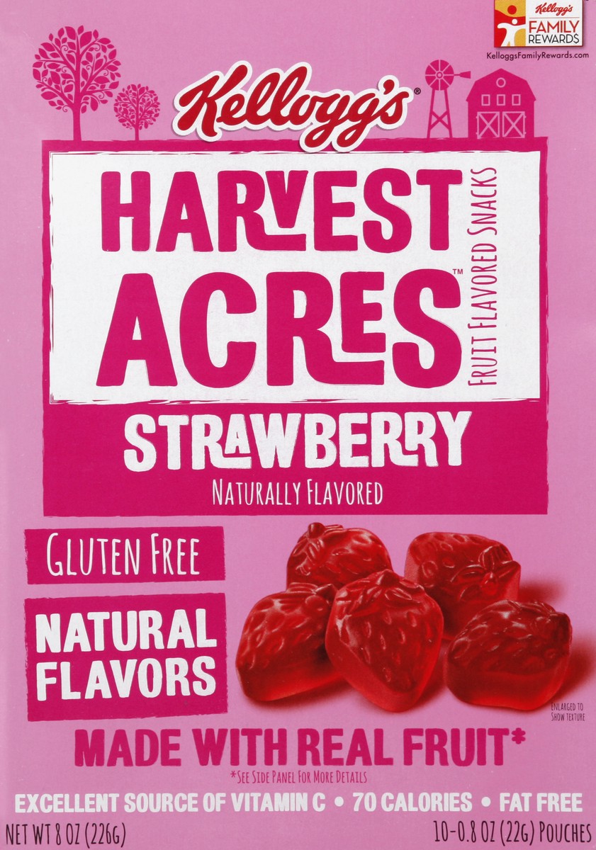 slide 5 of 6, Kellogg's Harvest Acres Strawberry Fruit Flavored Snacks, 10 ct; 8 oz