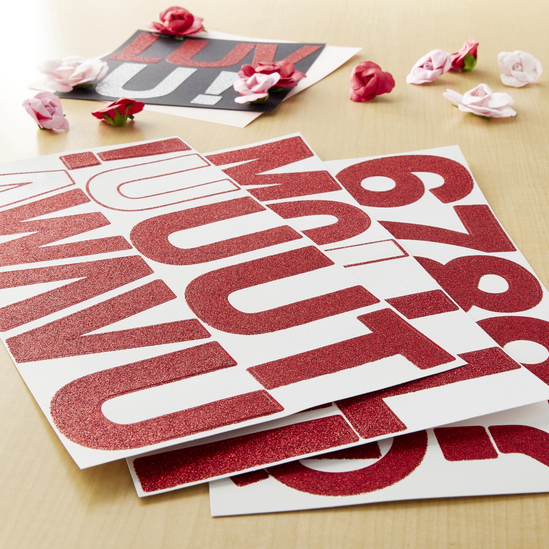 slide 3 of 5, 3.25" Red Glitter Alphabet Stickers By Recollections, 3.25 in