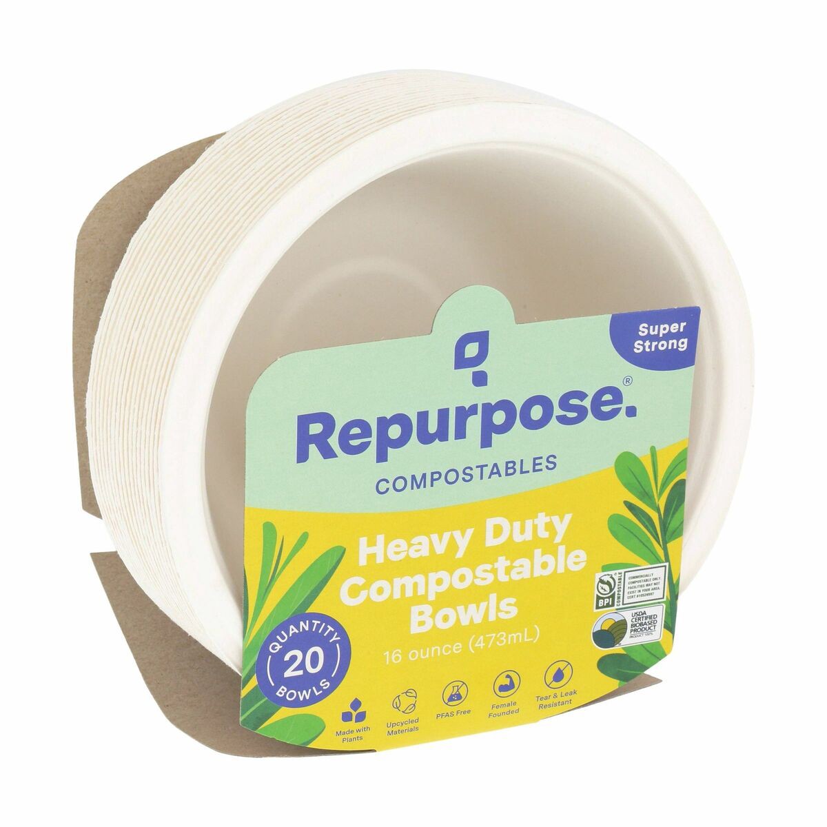 slide 6 of 9, Repurpose 16 oz Compostable Bigger Bowl, 20ct, 20 ct; 16 oz