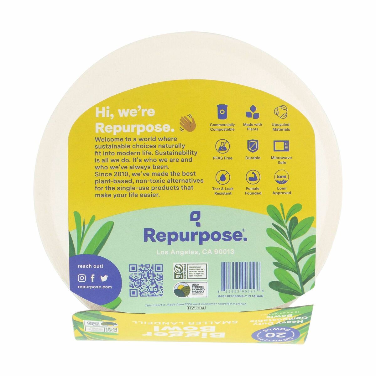 slide 9 of 9, Repurpose 16 oz Compostable Bigger Bowl, 20ct, 20 ct; 16 oz