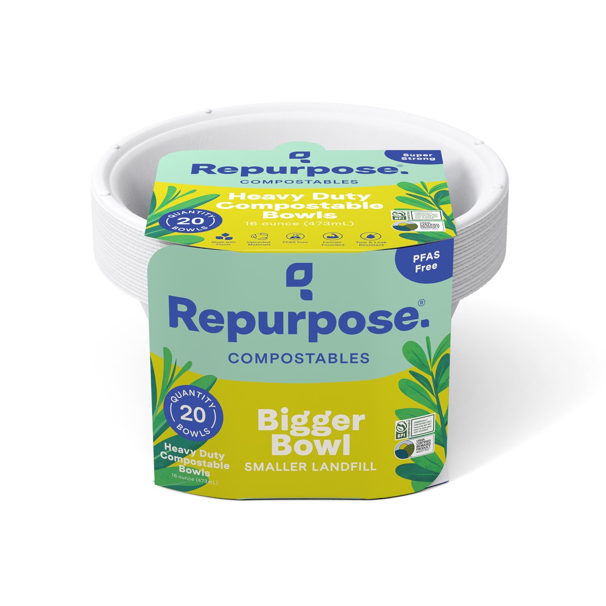 slide 2 of 9, Repurpose 16 oz Compostable Bigger Bowl, 20ct, 20 ct; 16 oz