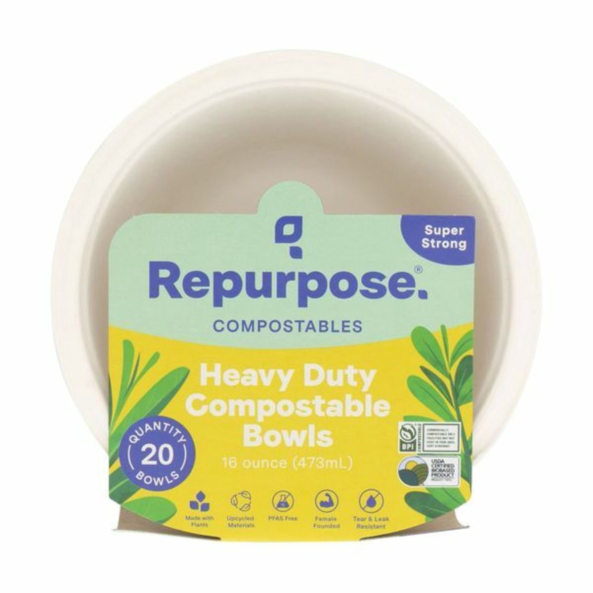 slide 5 of 9, Repurpose 16 oz Compostable Bigger Bowl, 20ct, 20 ct; 16 oz