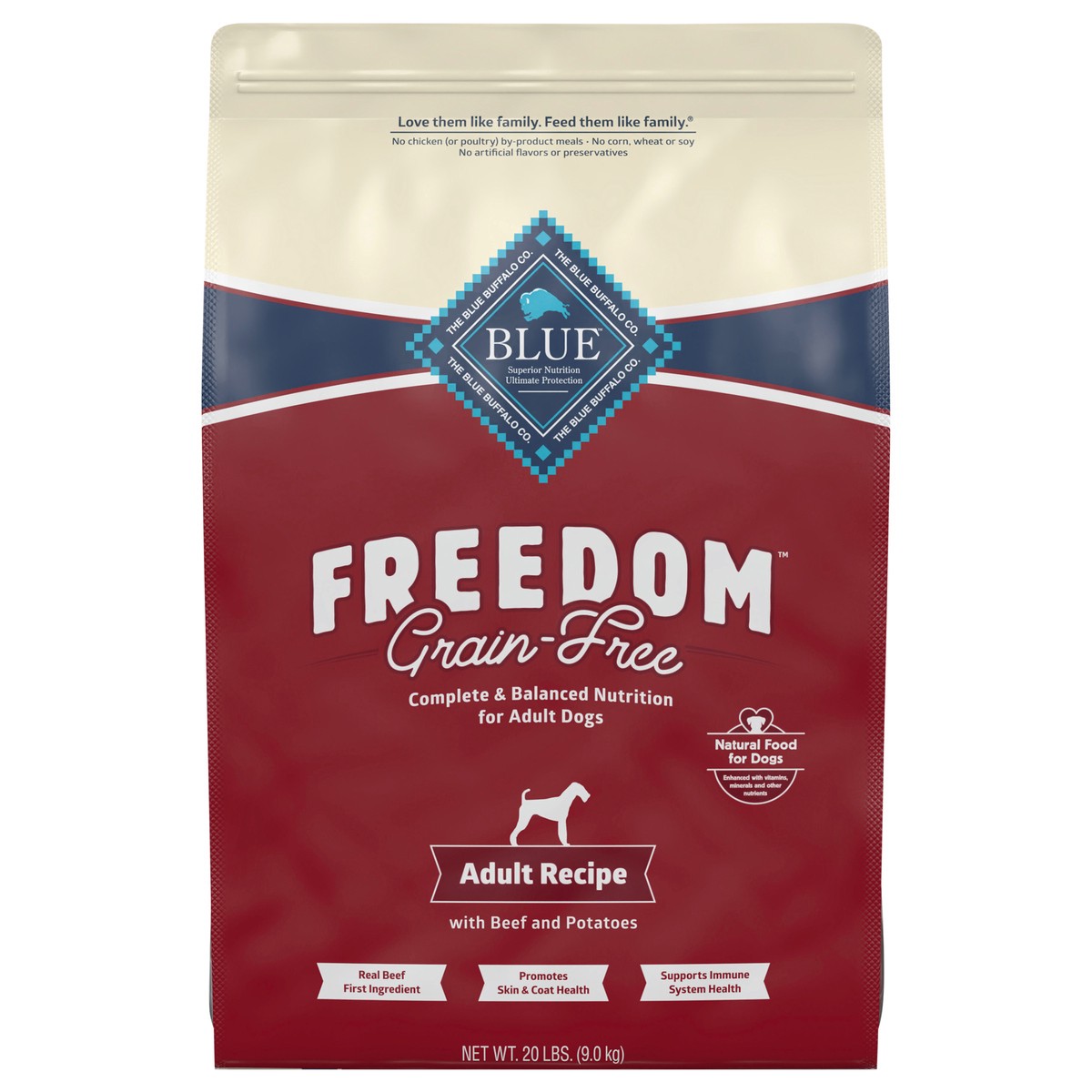 slide 1 of 9, Blue Buffalo Freedom Beef Adult Dog Food, 20 lb