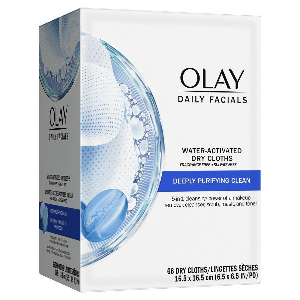 slide 3 of 7, Olay Daily Facials Deeply Purifying Cleansing Cloths, Fragrance-Free, 66 Count, 66 ct