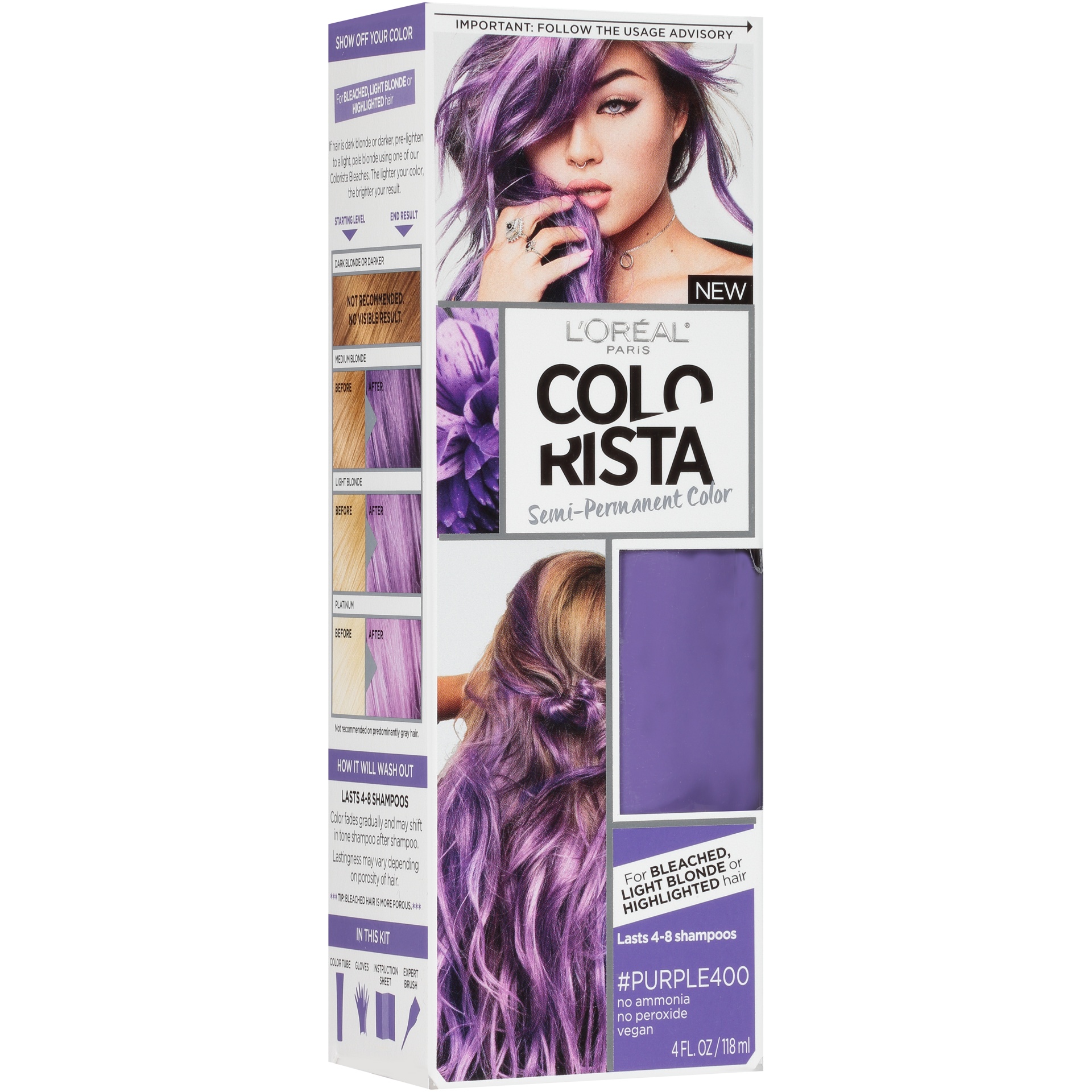 slide 3 of 8, L'Oréal L'Oreal Paris Colorista Semi-Permanent Temporary Hair Color - Light Blonde/Purple - 4 fl oz, 4 fl oz