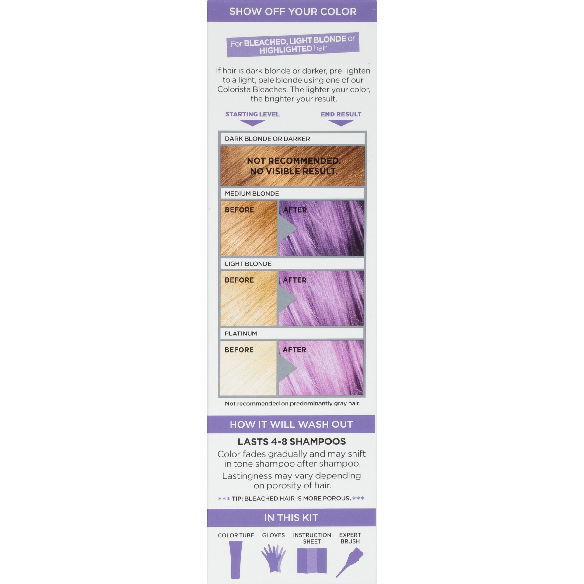 slide 5 of 8, L'Oréal L'Oreal Paris Colorista Semi-Permanent Temporary Hair Color - Light Blonde/Purple - 4 fl oz, 4 fl oz