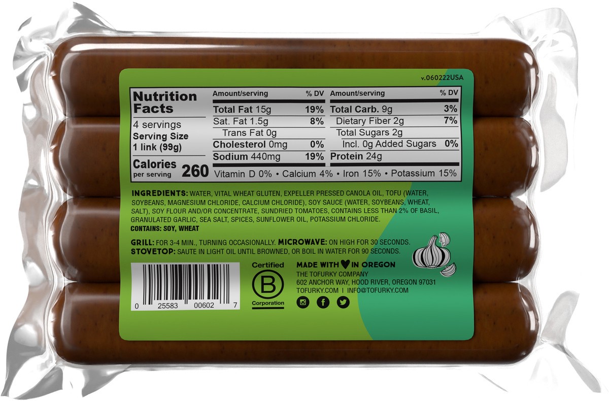slide 2 of 6, Tofurky Italian Sausage, 13 oz