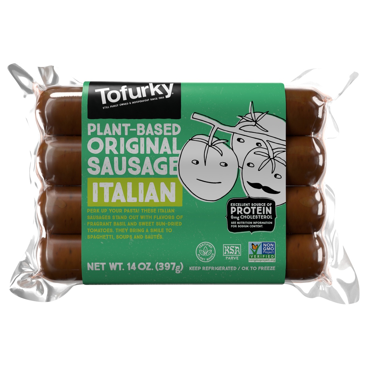 slide 1 of 2, Tofurky Italian Sausage, 14 oz