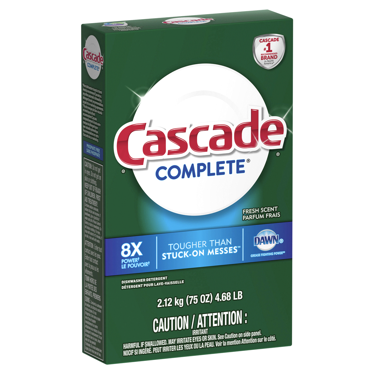 slide 2 of 7, Cascade Complete Powder Dishwasher Detergent, Fresh Scent, 75 oz