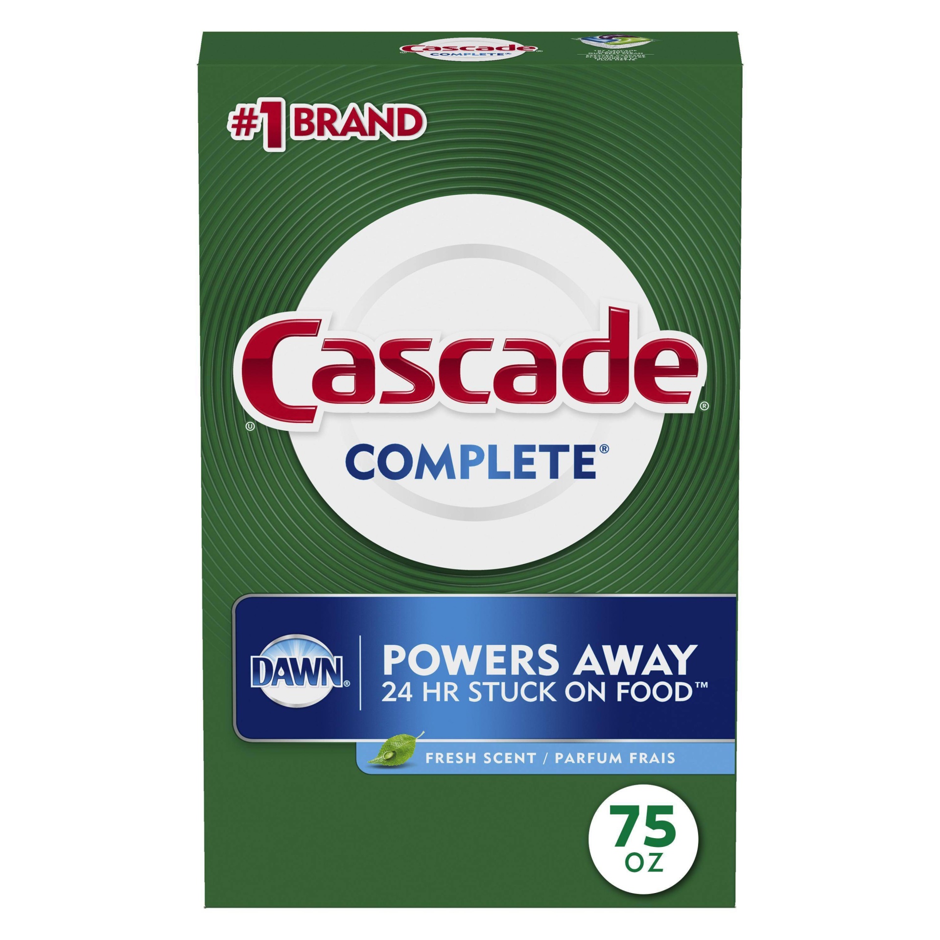 slide 1 of 7, Cascade Complete Powder Dishwasher Detergent, Fresh Scent, 75 oz