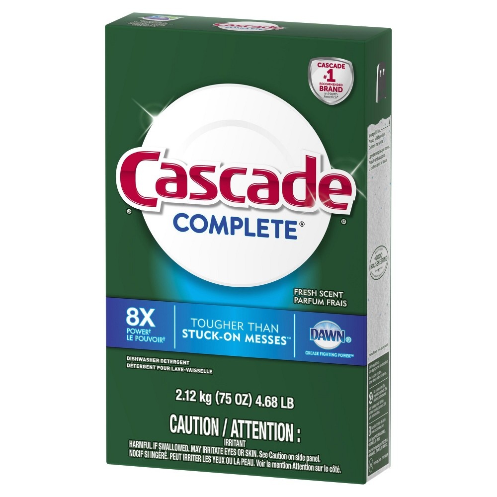 slide 4 of 7, Cascade Complete Powder Dishwasher Detergent, Fresh Scent, 75 oz