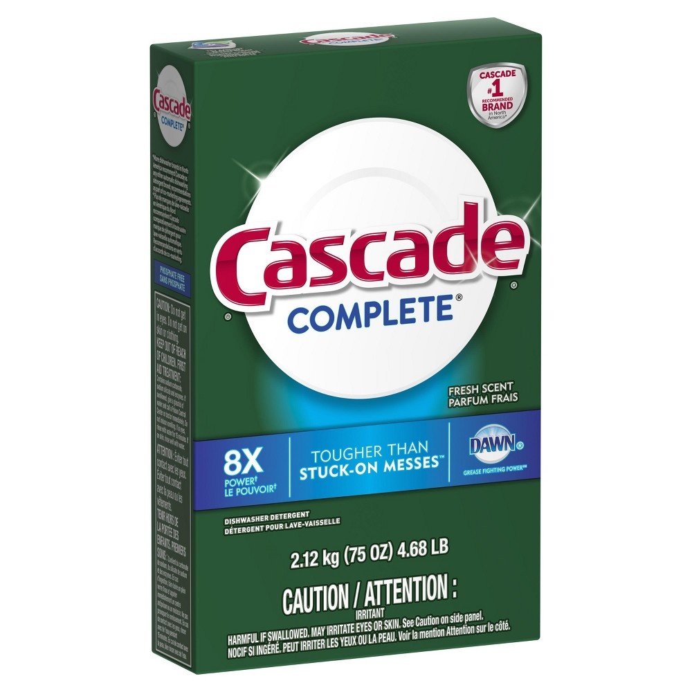 slide 5 of 7, Cascade Complete Powder Dishwasher Detergent, Fresh Scent, 75 oz