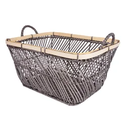 Real Home Extra Large Storage Basket with Bamboo Grey