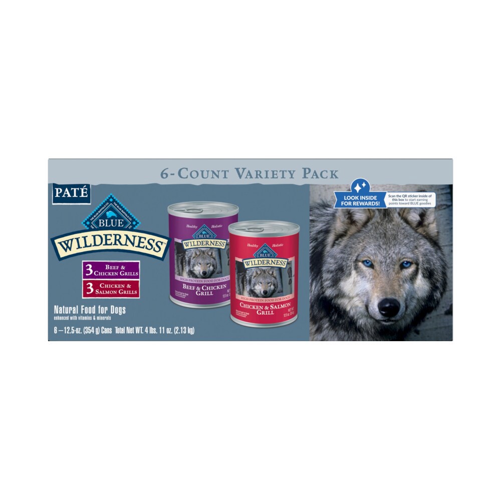 slide 1 of 2, Blue Buffalo Wild Beef, Chicken and Salmon Grill Variety Pack Dry Dog Food - 12.5oz/6ct, 6 ct
