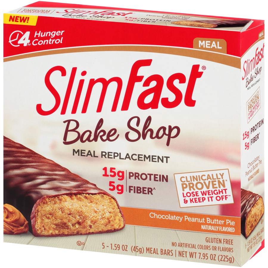 slide 3 of 8, SlimFast Bake Shop Meal Bars Chocolatey Peanut Butter Pie, 5 ct; 1.59 oz