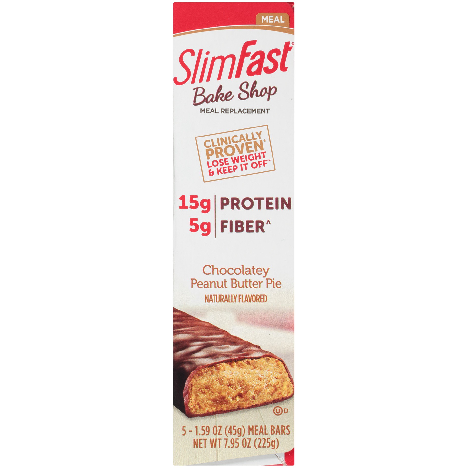 slide 6 of 8, SlimFast Bake Shop Meal Bars Chocolatey Peanut Butter Pie, 5 ct; 1.59 oz