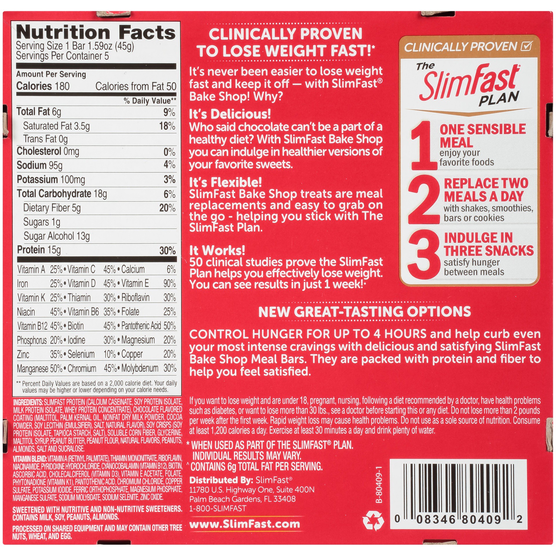 slide 2 of 8, SlimFast Bake Shop Meal Bars Chocolatey Peanut Butter Pie, 5 ct; 1.59 oz