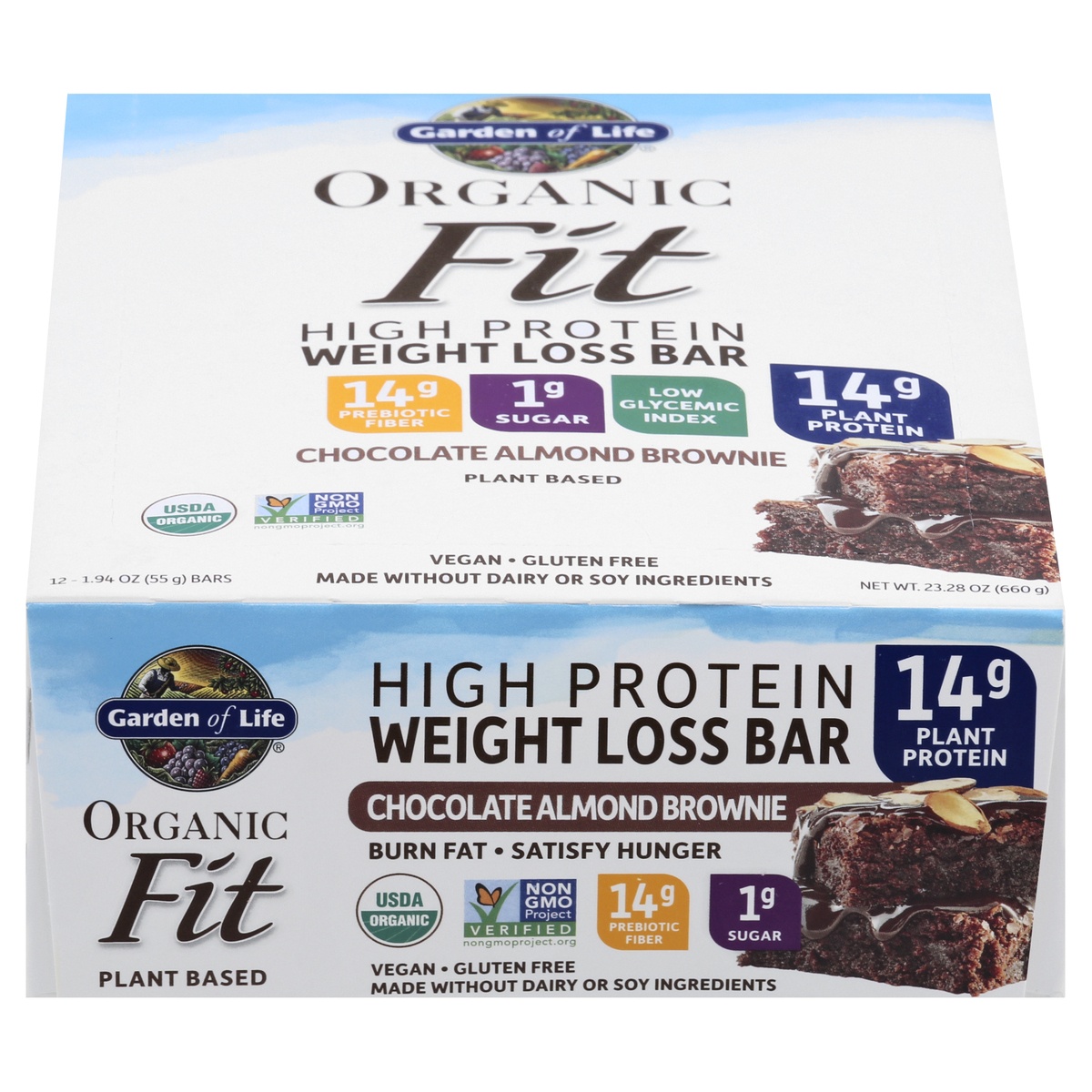 slide 1 of 1, Garden of Life Fit Bar Chocolate Almond Brownie Tray Organic, 12 ct
