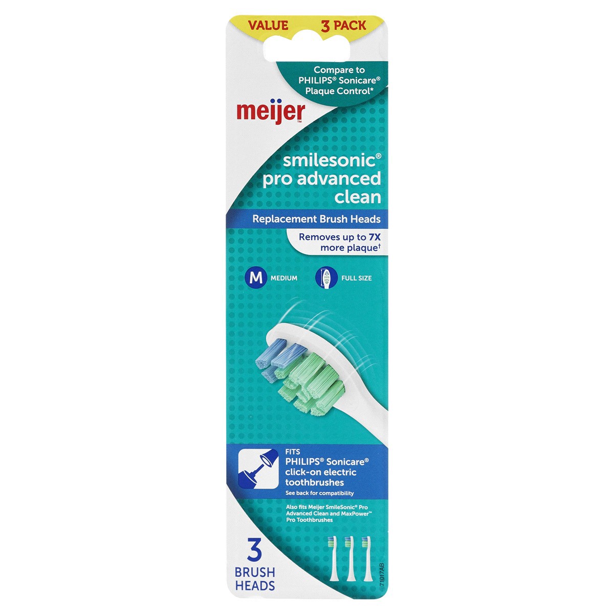 slide 1 of 5, Meijer Smile Sonic Pro Advanced Clean Replacement Brush Heads, 3 ct