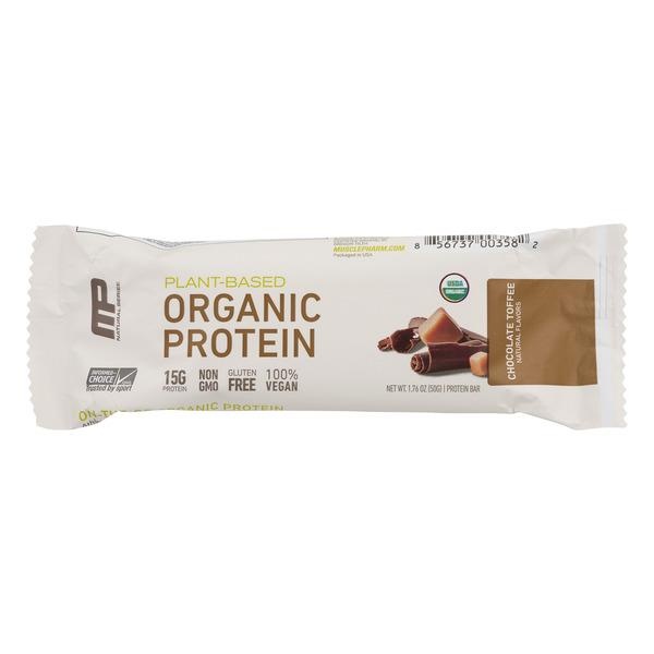 slide 1 of 1, MusclePharm Organic Plant-Based Protein Chocolate Toffee Bar, 1.76 oz