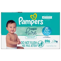 Pampers Aqua Pure Sensitive Baby Wipes 16X Pop-Top Packs 896 Count