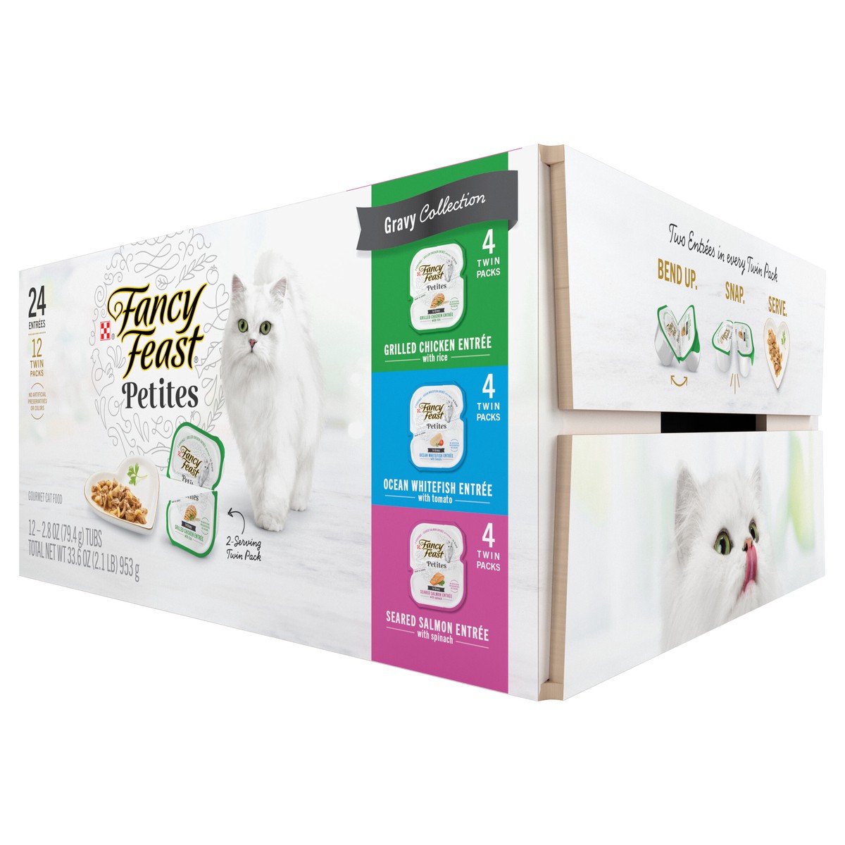 slide 7 of 9, Fancy Feast Purina Fancy Feast Gourmet Wet Cat Food Variety Pack, Petites Gravy Collection, break-apart tubs, 24 servings, 2.1 lb