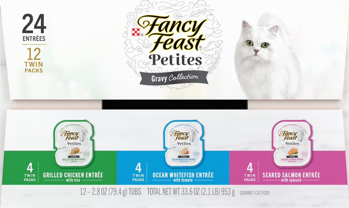 slide 5 of 9, Fancy Feast Purina Fancy Feast Gourmet Wet Cat Food Variety Pack, Petites Gravy Collection, break-apart tubs, 24 servings, 2.1 lb