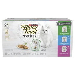Purina Fancy Feast Gourmet Wet Cat Food Variety Pack, Petites Gravy Collection, break-apart tubs, 24 servings