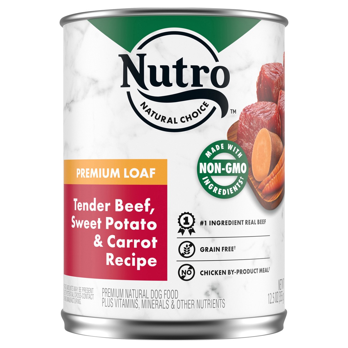 slide 5 of 12, Nutro Premium Loaf Tender Beef, Sweet Potato & Carrot Recipe Dog Food 12.5 oz, 12.5 oz