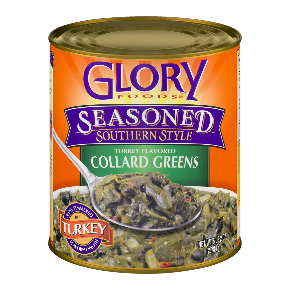 slide 1 of 1, Glory Foods Turkey Flavored Collard Greens, 98 oz