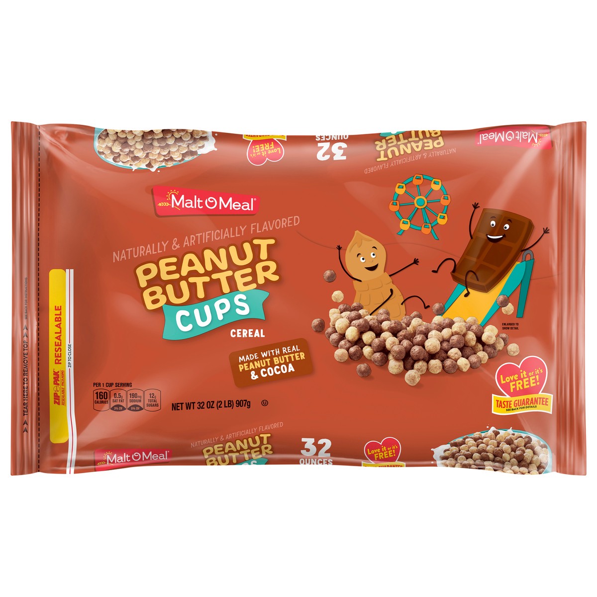 slide 1 of 7, Malt-O-Meal Super Size Peanut Butter Cups Cereal 32 oz, 32 oz