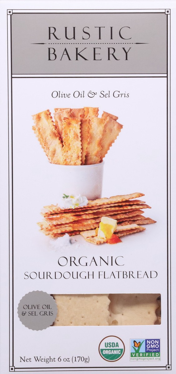 slide 2 of 14, Rustic Bakery Organic Sourdough Olive Oil & Sel Gris Flatbread 6 oz, 6 oz
