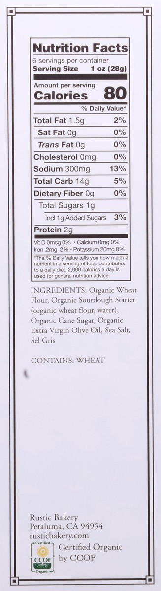 slide 14 of 14, Rustic Bakery Organic Sourdough Olive Oil & Sel Gris Flatbread 6 oz, 6 oz