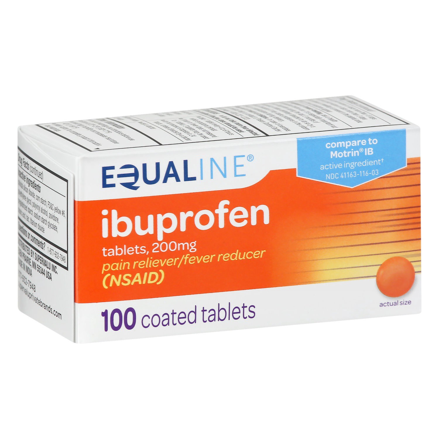 slide 1 of 1, Equaline Ibuprofen 200mg, 100 ct