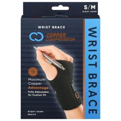 Copper Compression Right Hand Wrist Brace S/M 1 ea