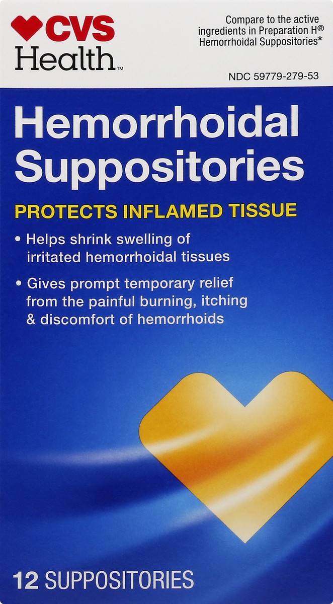 slide 4 of 10, CVS Health Hemorrhoidal Suppositories, 12 Ct, 12 ct