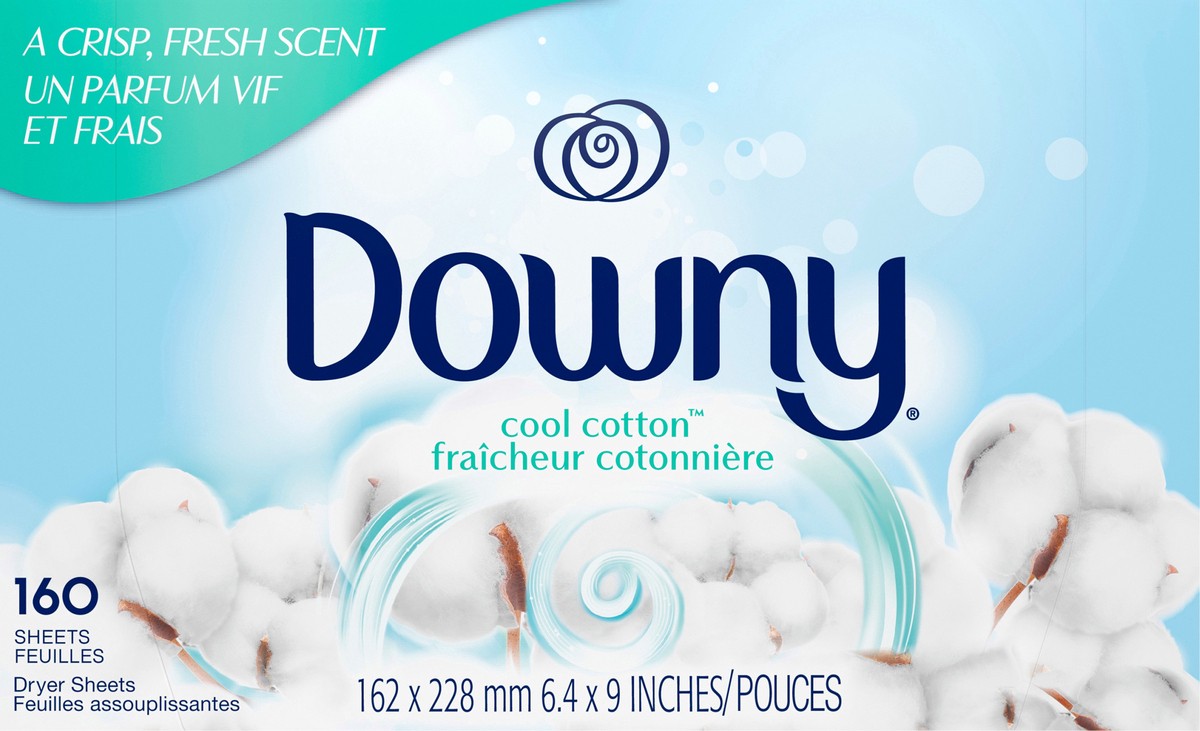 slide 7 of 8, Downy Fabric Softener Dryer Sheets, Cool Cotton, 160 count, 160 ct