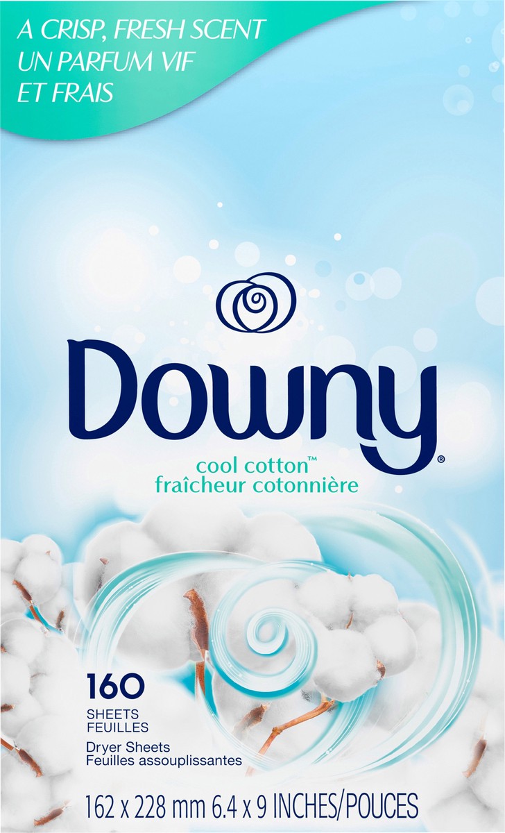 slide 6 of 8, Downy Fabric Softener Dryer Sheets, Cool Cotton, 160 count, 160 ct