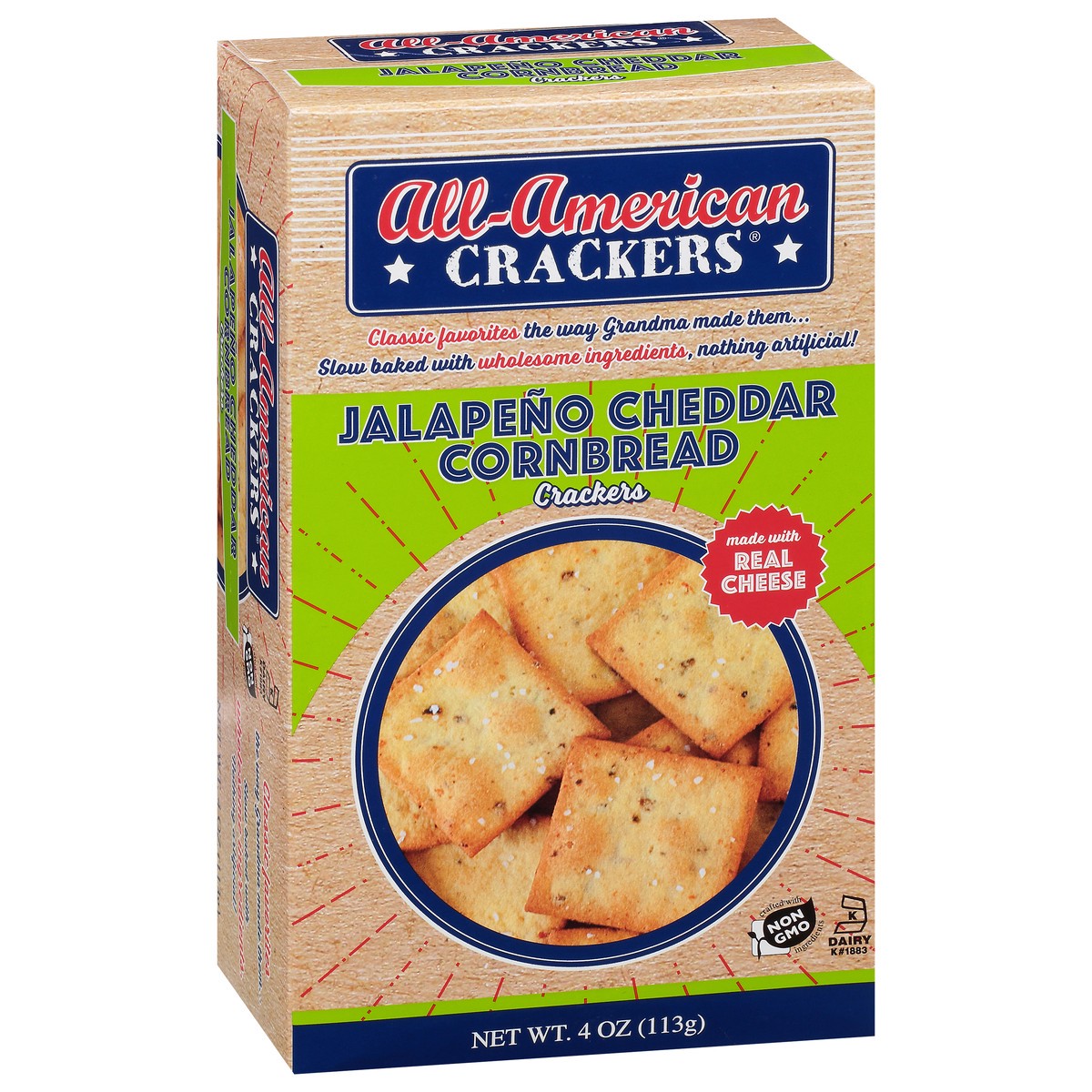 slide 6 of 13, All-American Crackers Jalapeno Cheddar Cornbread Crackers 4 oz, 4 oz