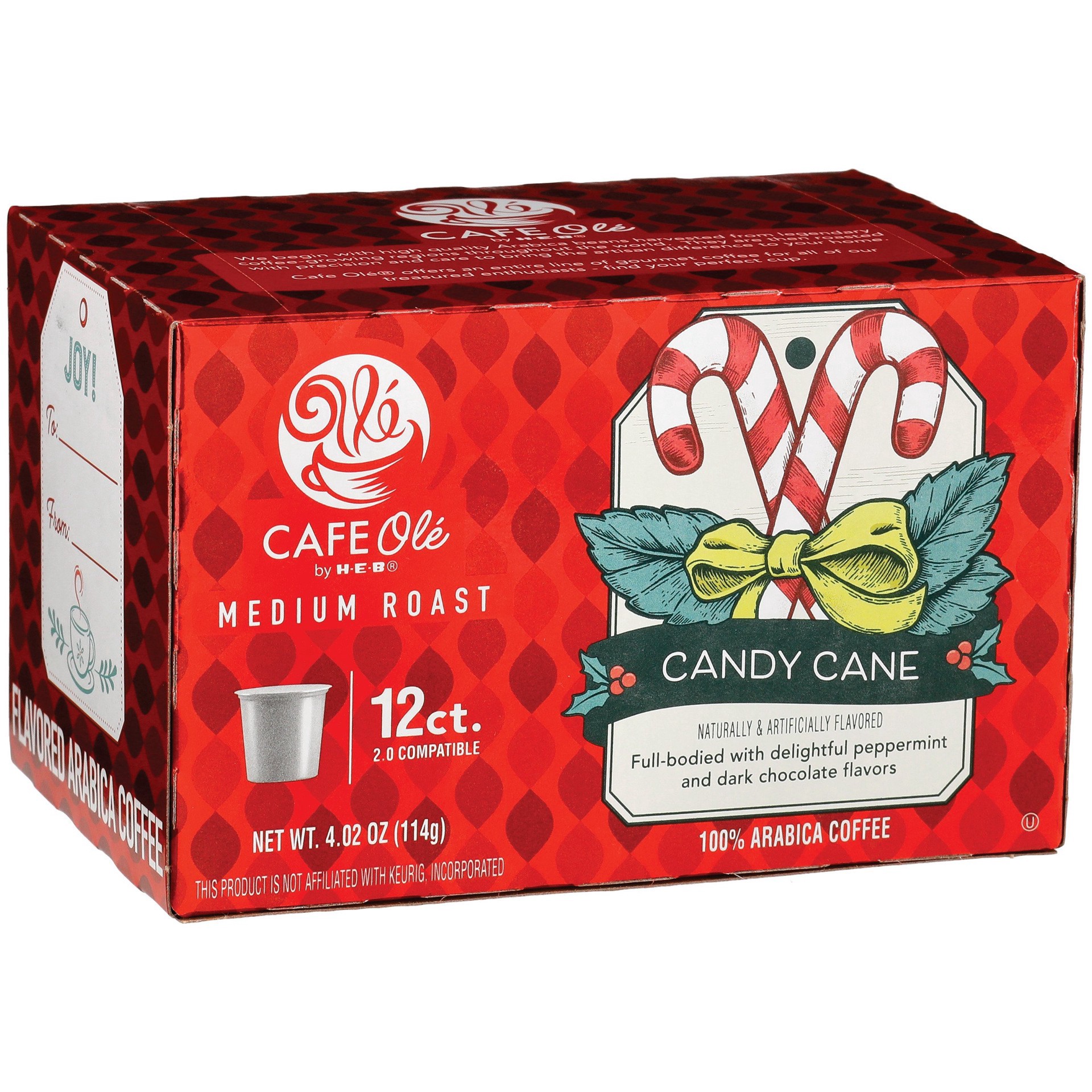 slide 1 of 1, H-E-B Cafe Ole Candy Cane Single Serve Coffee Cups - 12 ct, 12 ct