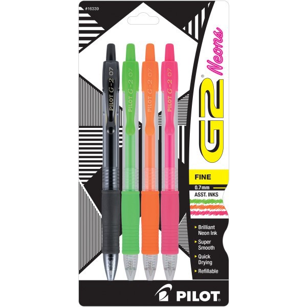 slide 1 of 7, Pilot G2 Fine Point Brilliant Neon Ink Pens, 4 ct