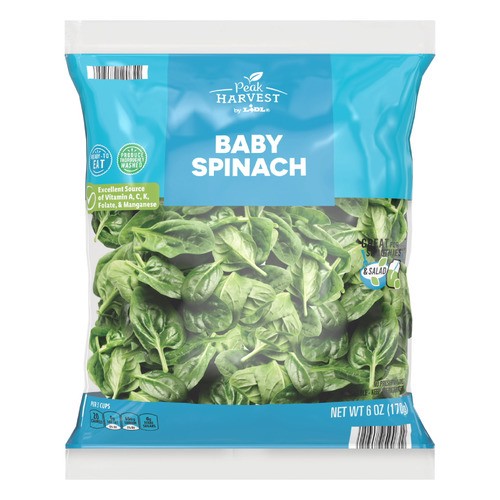 slide 1 of 1, Peak Harvest baby spinach, 6 oz