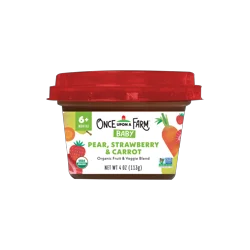 Once Upon a Farm Baby Fruit & Veggie Blend Pear, Strawberry & Carrot Bowl, 4oz