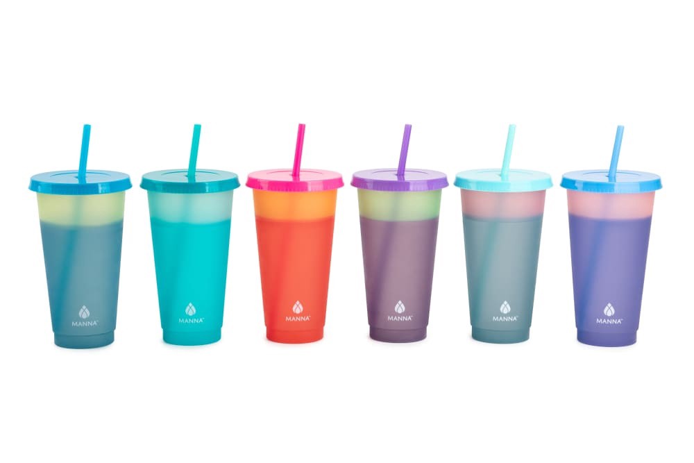 slide 4 of 4, Manna 6 Color Changing Tumblers With Straws, 6 ct