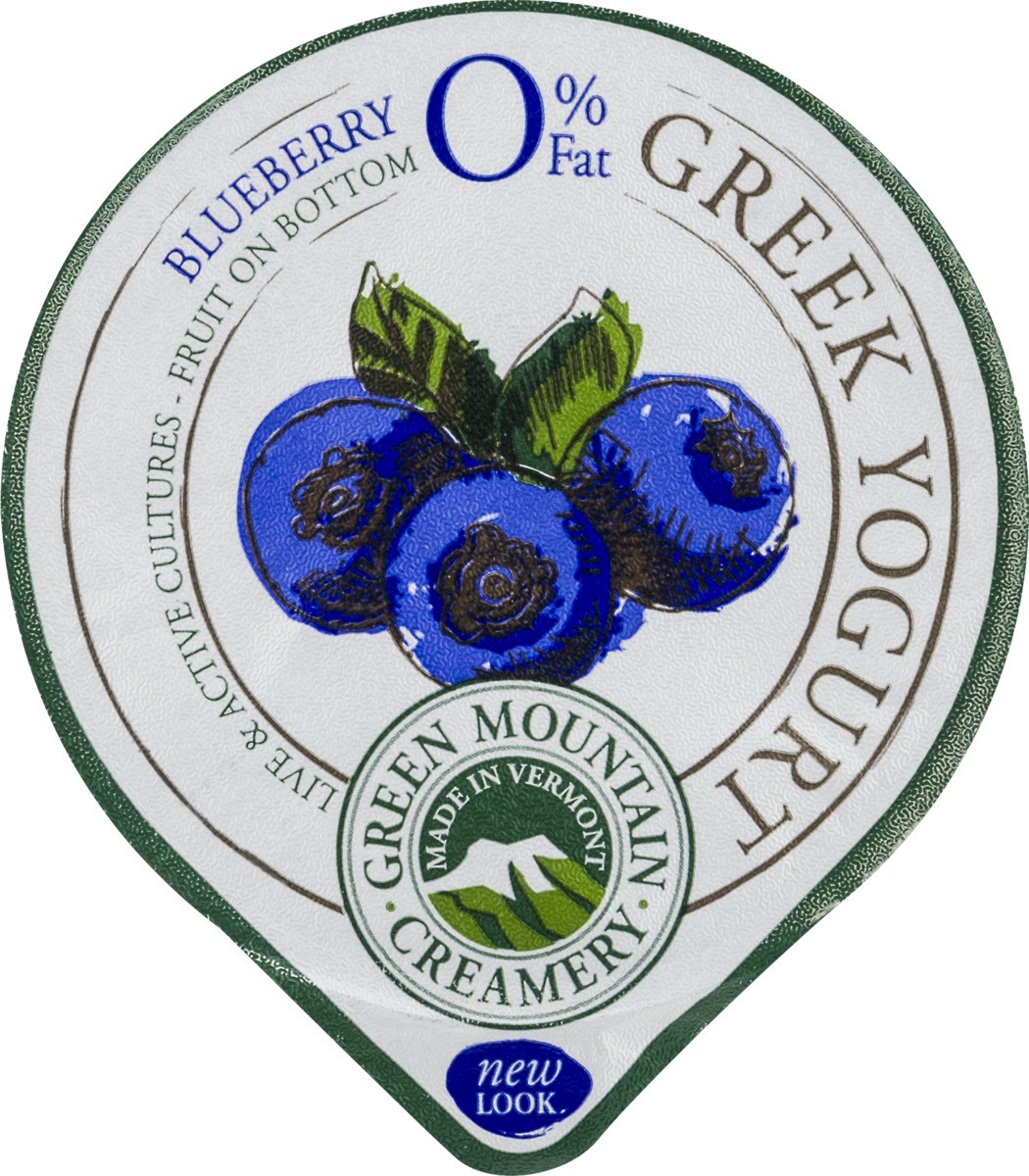 slide 5 of 9, Green Mountain Creamery Greek Fat Free Yogurt Blueberry, 5.29 oz