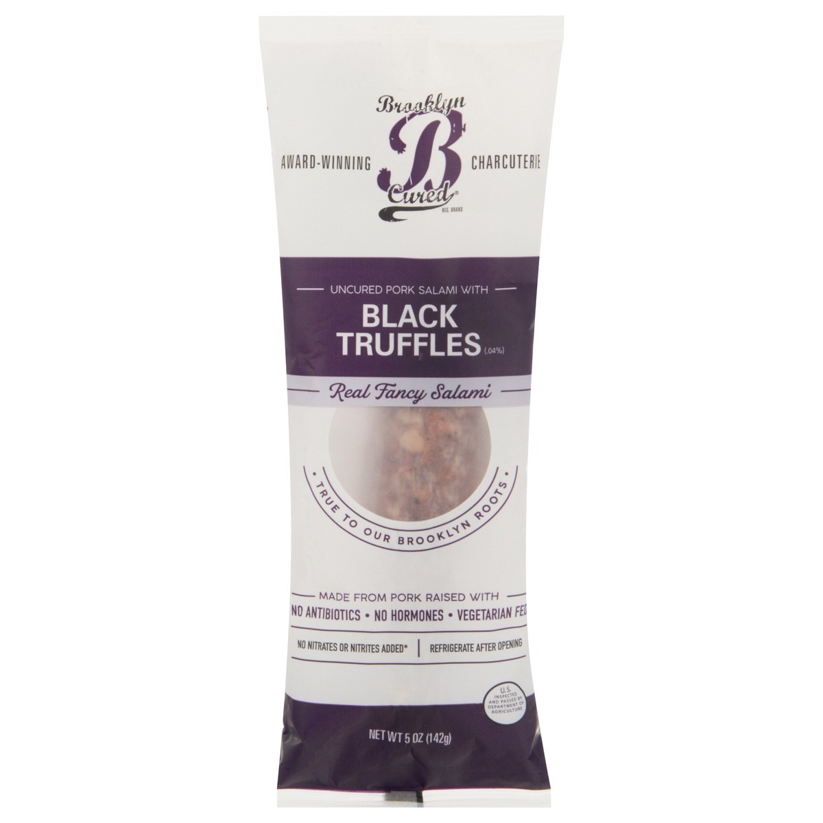 slide 1 of 5, Brooklyn Cured Uncured Pork Salami with Black Truffles 5 oz, 5 oz