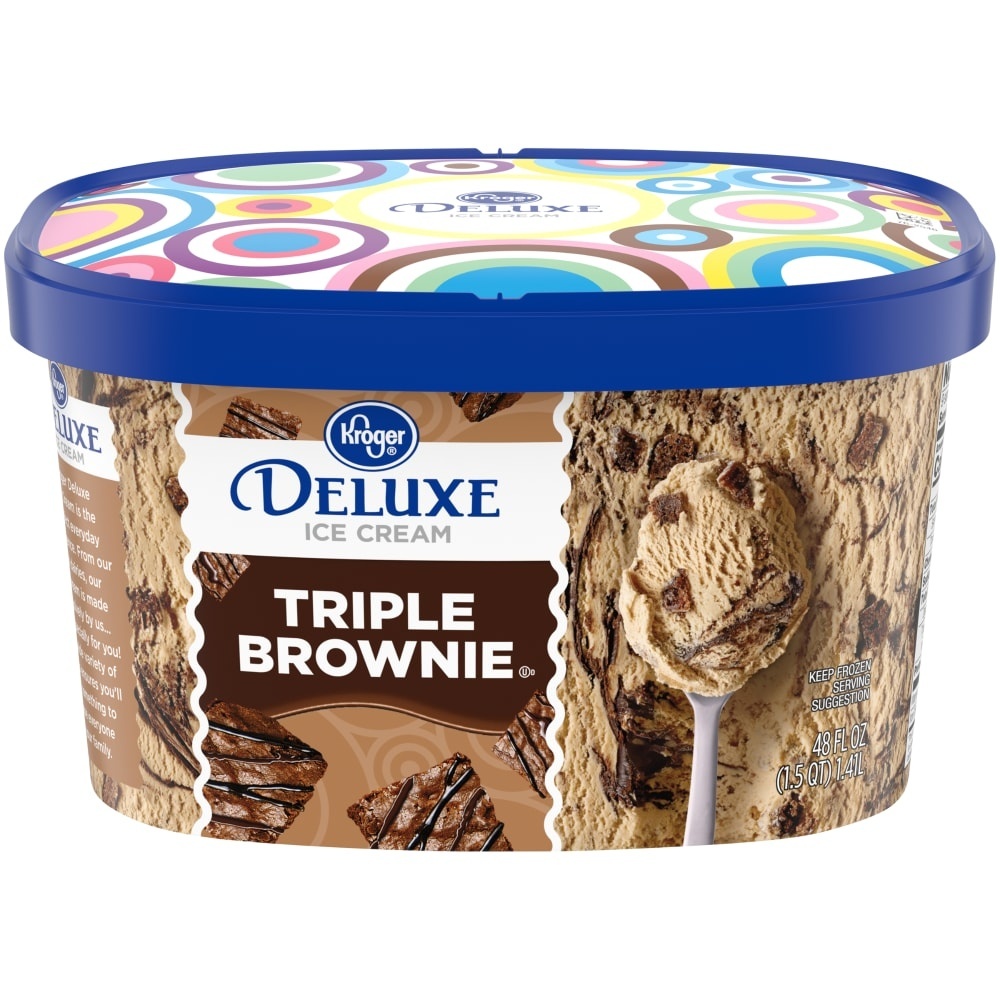 slide 1 of 1, Kroger Deluxe Triple Brownie Ice Cream, 48 fl oz