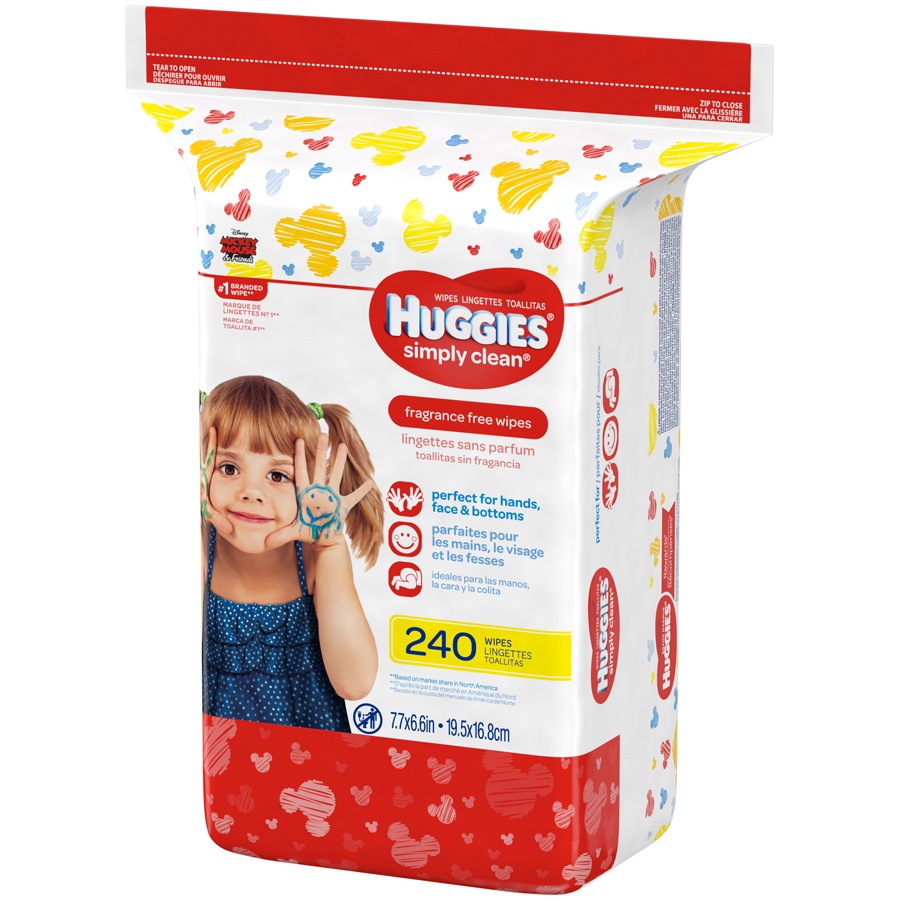 slide 3 of 3, Huggies Simply Clean Fragrance Free Baby Wipes, 240 ct